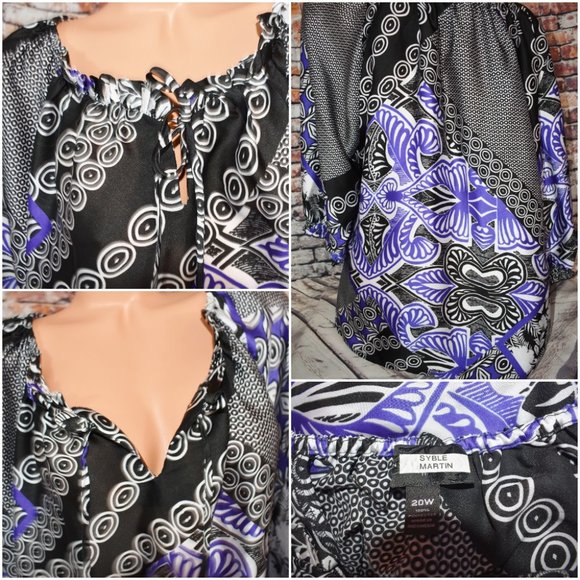 Syble Martin Plus Size 20W Blouse Top Circles - Picture 3 of 12